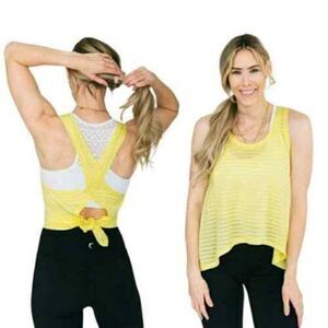 Zyia Nimbus Lemon Yellow Split Back Tank Top